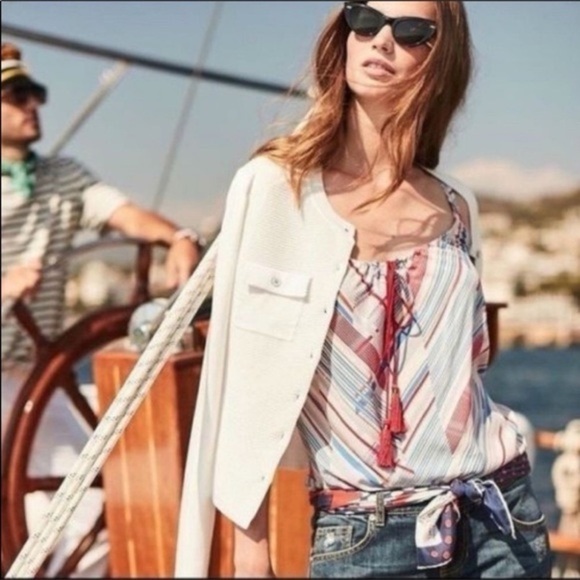CAbi #5230 All Aboard Nautical Tassel Tank Striped In-line Print Size me… - Picture 1 of 5